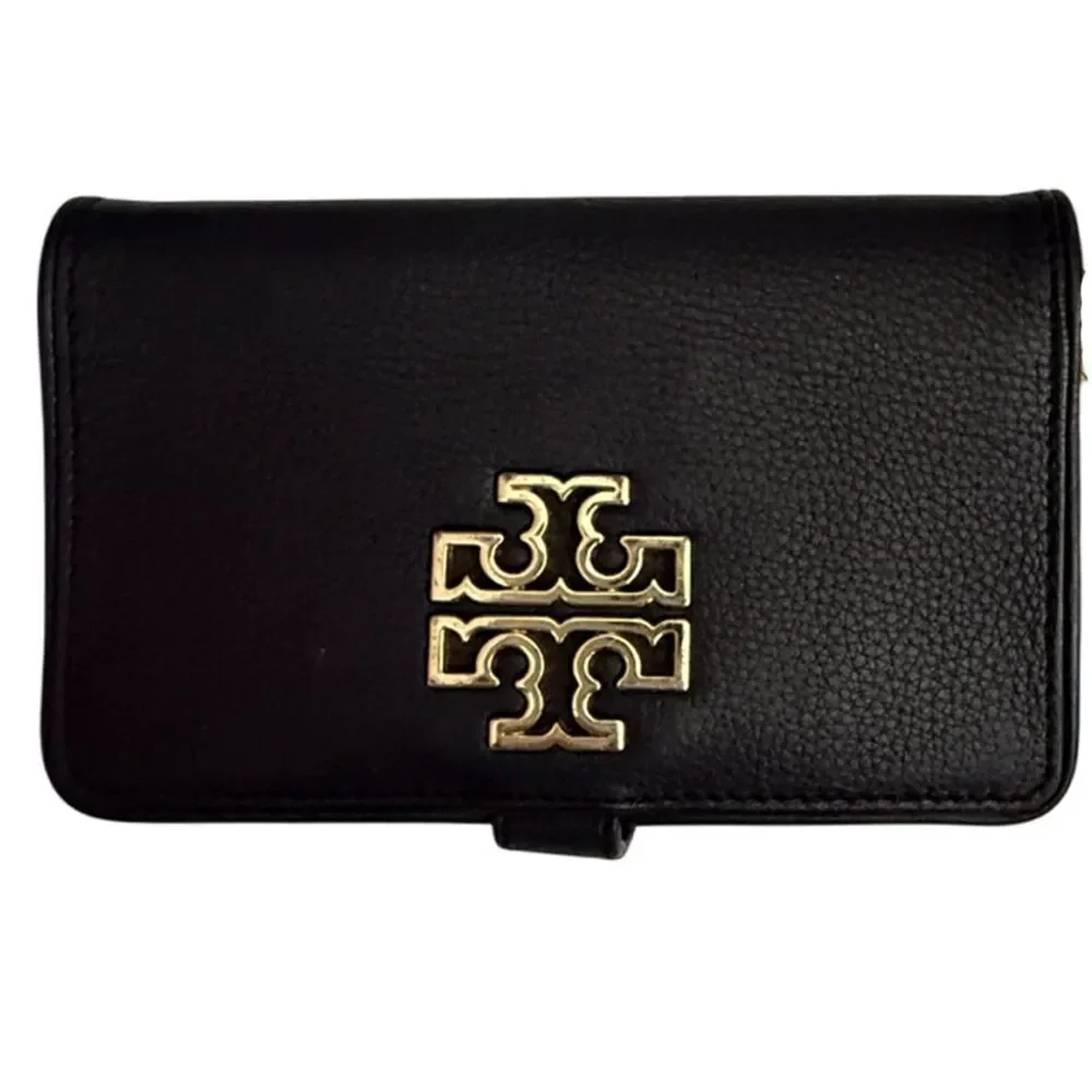 Tory Burch Black Leather Wristlet Wallet Clutch